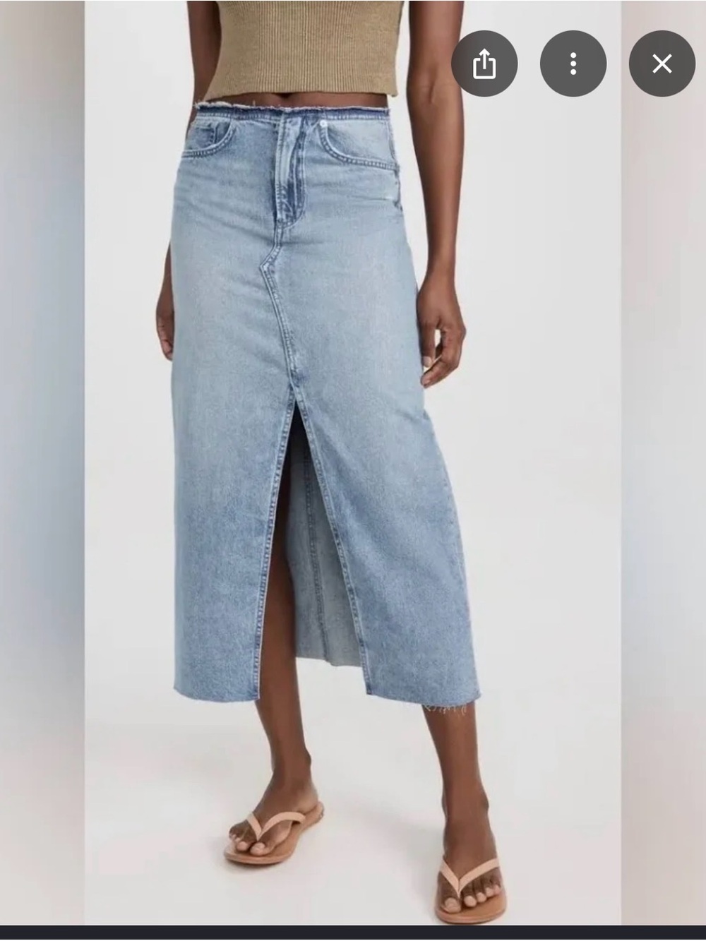 rag & bone Clara Denim Midi Skirt with Center Slit